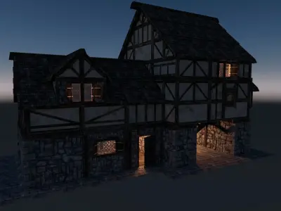 Medieval City House 05 Low-poly 3D model