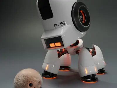 Cute Spider Robot White 3D model