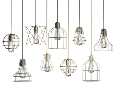 Lampara metal cage pendant lights 3D model