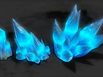 3D GLOWING CRYSTAL STONES Game Ready Low-poly 3D model