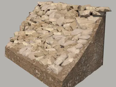 Rocky slope Low-poly 3D model