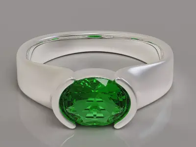 Half bezel set oval shape diamond solitaire ring Free 3D print model