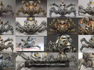 Sci-Fi Quadruped Mech pack