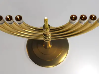 menorah gold 3D model