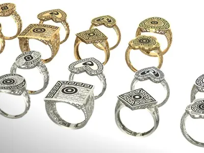 8 very light gold niello design 3D print model