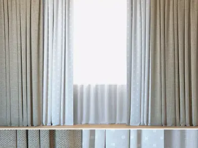 Curtains 72 Curtains with Tulle Jacquard Dado Grey and Mud  3D model