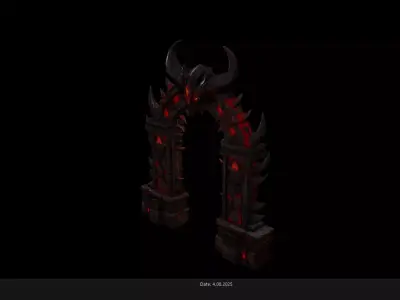 Low Poly Stylized Infernal Archgate  Demonic Portal Low-poly 3D model