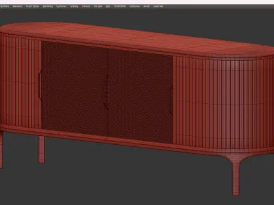 JOYCE BROWN VIENNESE CANE SIDEBOARD Low-poly 3D model