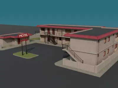 Old Motel - Hotel 3D Modular kit Low-poly 3D model