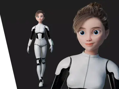 Nova Rae Cartoon Sci-Fi Girl Low-poly 3D model