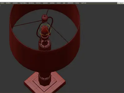Crystal Bamboo Pole Burlap Shade Table Lamp Low-poly 3D model