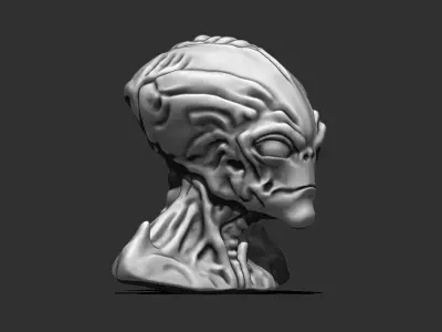 Alien Bust 3 - Realistic 3D Printable STL File 3D print model