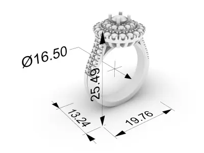 Radiant Double Halo Ring JDBCo 3D print model