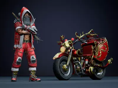 Cyborg Santa Claus Low-poly 3D model