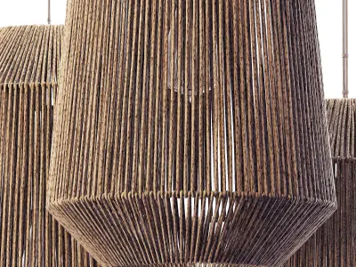 Lamp wood rotang wicker barrel n3 3D model