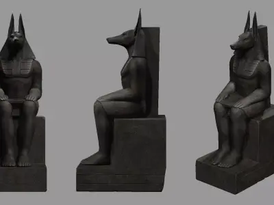 Anubis Meditation Statue Low-poly 3D model