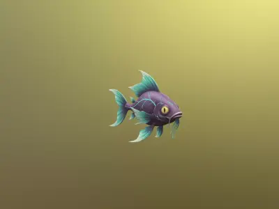 Low Poly Stylized Abyssal Void-Fin Fish - PBR Low-poly 3D model