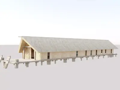 Traditional Vietnamese Longhouse - Ede Ethnic Stilt House 3D model