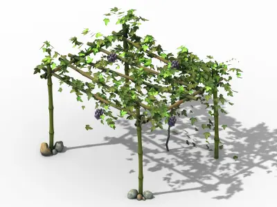 Climbed rattan - bamboo shed 01 3D model
