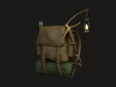 Hunter Backpack - Crossbow Character Costume Low-poly 3D model