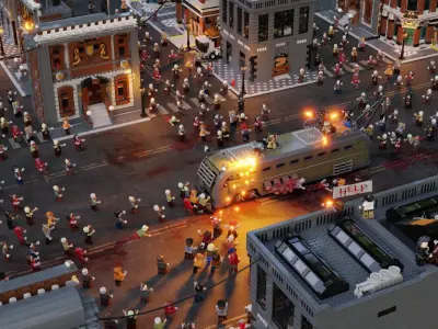 Zombie Apocalypse Lego Scene 3D model