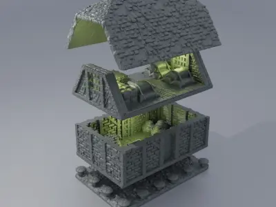 Medieval Granary Tabletop Terrain 28 MM 3D print model