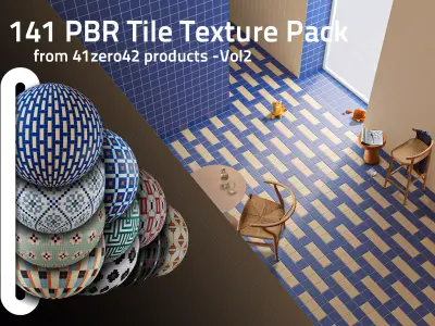 141 PBR Tile Texture Pack from 41zero42 products -Vol2 Texture