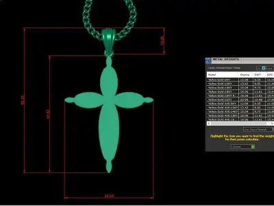Light Gold 18K Cross Pendant 1CP077 3D print model