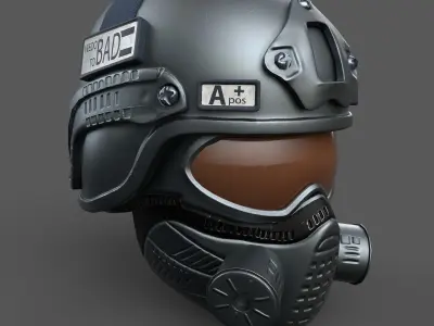 Helmet scifi fantasy pilot military combat soldier armor  Low-poly 3D model