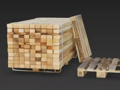 Stack of Raw Construction Lumber and Pallets 3D Model Low-poly 3D model