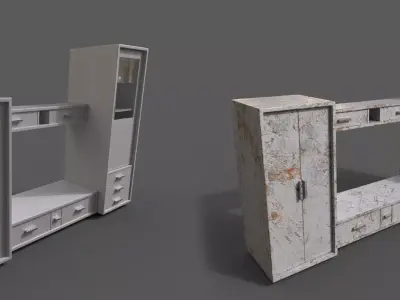 Set 2 Modern Furniture 3D Model Low-poly 3D model