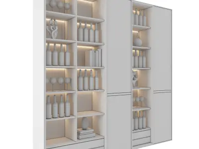 Shelf 3d Model cabinet with shelves and lights 3D model