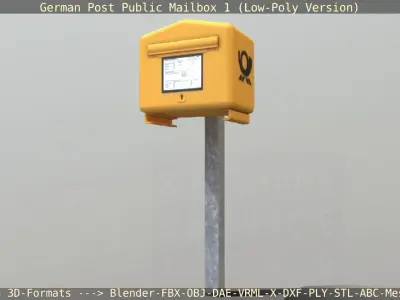 German Post Public Mailbox 1 Low-Poly Version  Low-poly 3D model