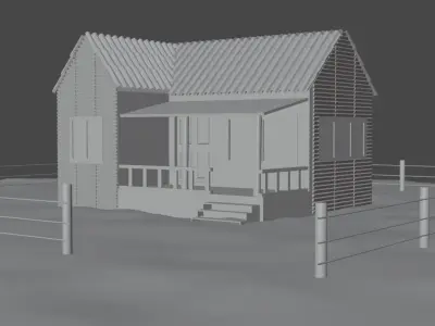 House Wood Without Texture Low-poly 3D model