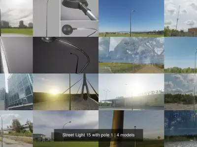 Street Light 15 with pole 1 3D Model Pack