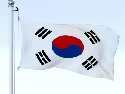Animated South Korea Flag Low-poly 3D model