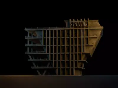 DYSTOPIAN BRUTALIST BUILDING SCIFI 03 Low-poly 3D model