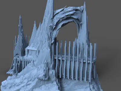Ancient Elden Irish Cathedral Cliff Towers  3D model