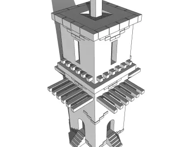 Low polygon old tower  Torre antigua de bajo poligonaje  Low-poly 3D model