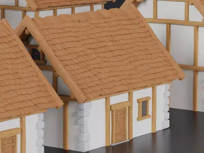 Medieval Village 110 Objects Low-poly 3D model