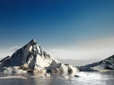 icescape Mountain snow polar pole ocean water arctic cold  3D model