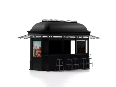 Classical Black Metal Street Kiosk 2x4m 3DS Max Vray Corona 3D model