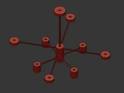 AX299 chandelier with six lights gold 3D model