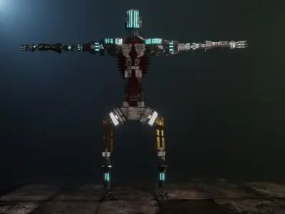 Sci-fi Guard walking Robot XYZY0506 Low-poly 3D model