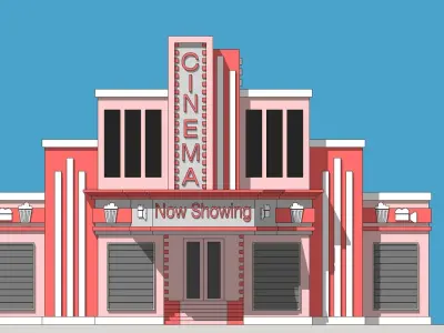 Cinema - Building Low-poly 3D model