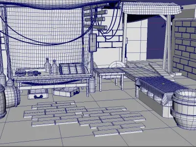 Market Place Low-poly 3D model