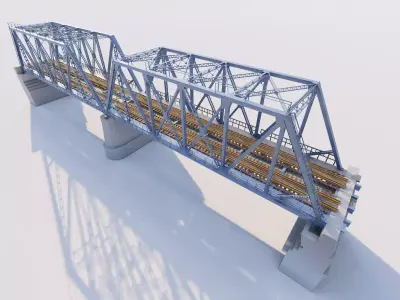 Structural engineering of Metal bridge structure 3D model purchase