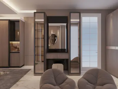 Bedroom interior scene 3D with Closets 3D model