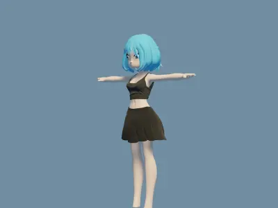 Anime girl Low-poly 3D model
