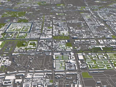 Beijing 50x50km City Map Model 3D model